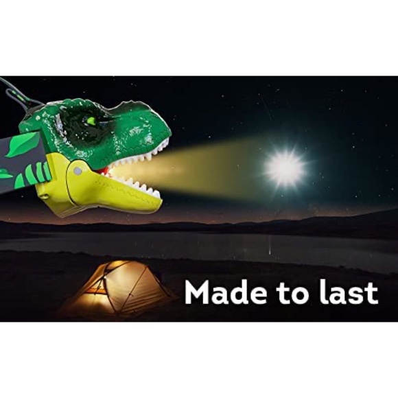 LED Headlamp Squeeze Mouth Light Switch Roaring T-Rex Sound Hook & Loop Strap - Picture 9 of 9